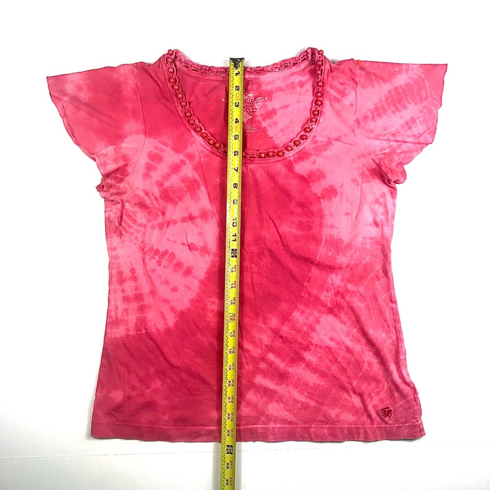 TOMMY HILFIGER, S/S Tie-Dye Beaded-Crew Top, Sz M